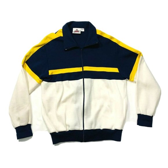 Triathlon Brand Full Zip Jacket Jersey Sweatshirt Mock Neck Blue White‎ Yellow L - Picture 1 of 11
